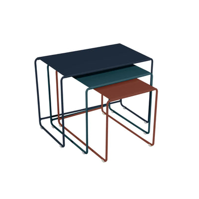 Fermob Oulala set of 3 nesting tables, deep blue/acapulco blue/red ochre - DesertRiver.shop