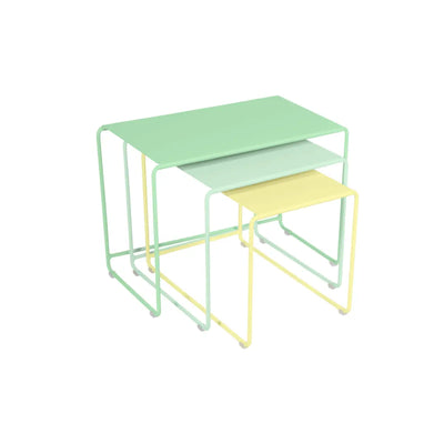 Fermob Oulala set of 3 nesting tables, opaline/ice mint/frost lemon - DesertRiver.shop